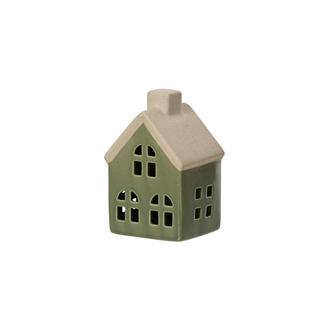 Green Porcelain House with Arch Windows Christmas Decoration