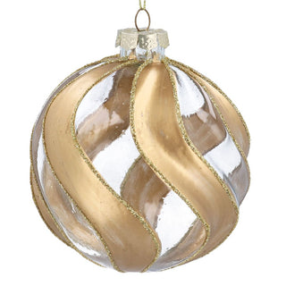 Gold Swirls Clear Glass Bauble