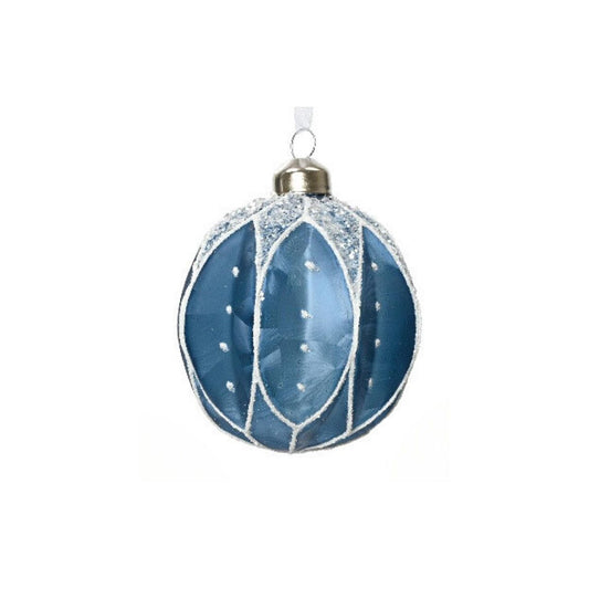 Night Blue Geometric Glitter Bauble