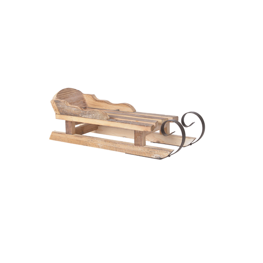 Natural Wood Sleigh With Black Iron Detail Sml