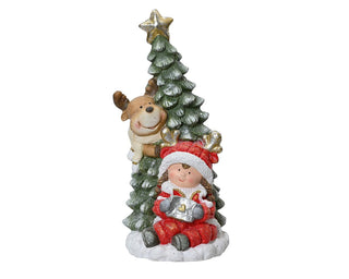 Tree with Deer & Girl Ornament