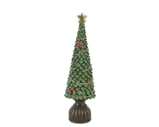 Green Glitter with Red Bows Tree Christmas Decoration Sml