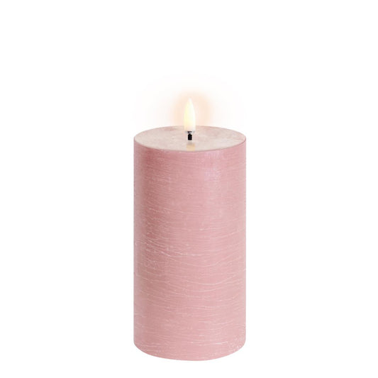 Uyuni Led Pillar Candle, Dusty Rose, Rustic, 15cm