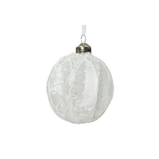 Winter White Geometric Glitter Bauble