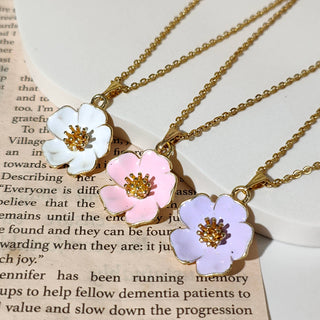 Peach Cherry Blossom Necklace | 18k gold plated necklace