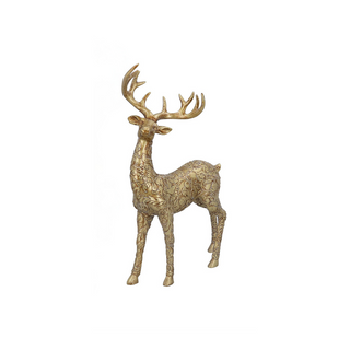 Stand Tall Embossed Gold Resin Stag Ornament