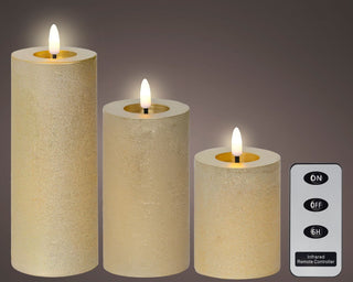 LED Gold Melted Top Candle Set with Remote (Set of 3)