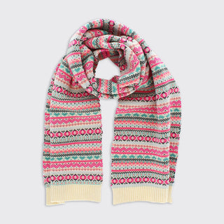 Thea Fairisle Scarf - Cream/Pink