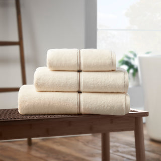 Zero Twist Satin Stitch Cream Hand Towel