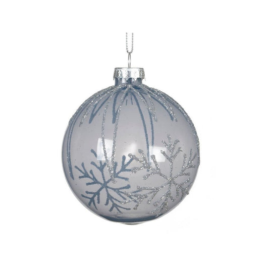 Sky Blue Transparent with Silver Snowflake Bauble