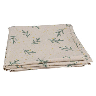 Sprigs & Gold Snow Fabric Square Tablecloth