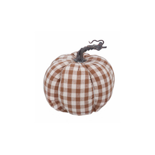 Brown Gingham Fabric Pumpkin Sml