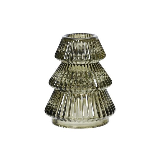 Rosemary Green Glass Christmas Tree Shape Tealight Holder