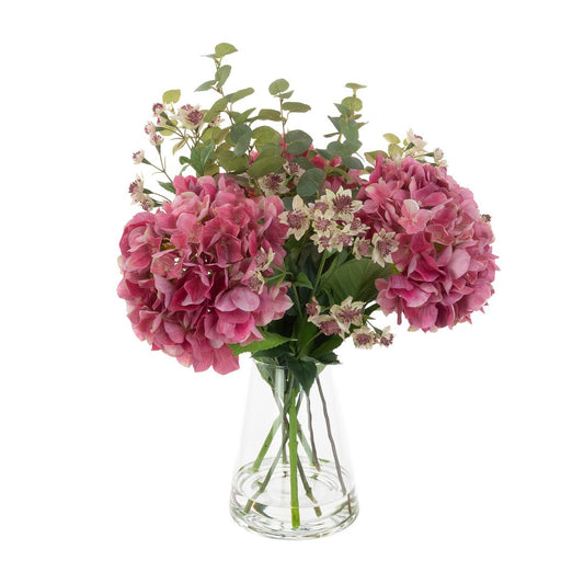 Pink Hydrangea & Astrantia In Vase