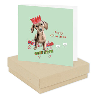 Christmas Dog Boxed Silver Earring Card