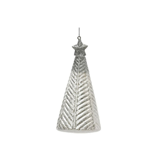 Matt Frost White & Silver Tree Shaped Tree Decoration