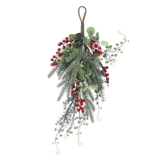 Green Foilage with Red Berries Teardrop 