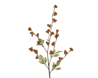 Orange Berries with Gold Shimmer Leaves Spray
