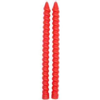 Red Long Spiral Candles 2Pk