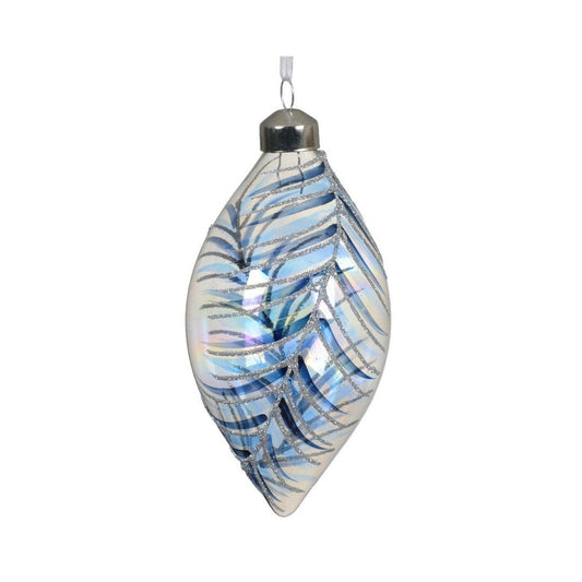 Blue Leaf Transparent Droplet Bauble