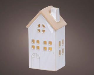 White LED Circle Window Porcelain House Christmas Decoration