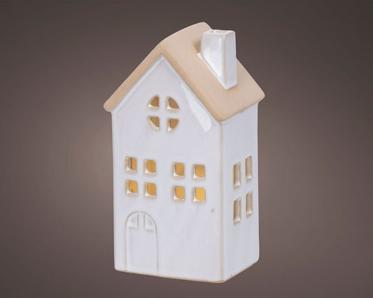 White LED Circle Window Porcelain House Christmas Decoration