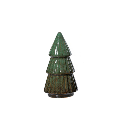 Green Brown Ribbed Shaped Tree Christmas Decoration