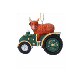 Highland Cow in Tractor Tree Decoration