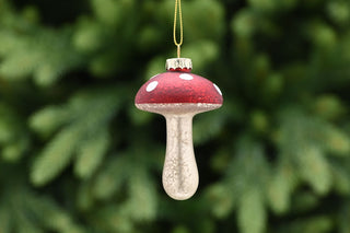 Glass Deep Red Mushroom Hanging Decoration