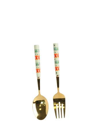 Dolly Rose Serving Spoon & Fork Set