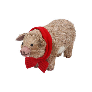 Bristle Pig with Red Scarf Medium Ornament