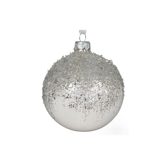 Transparent with Silver Glitter Top Down Bauble