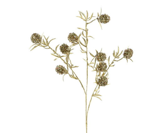 Gold with Glitter Tinsel Berries Spray