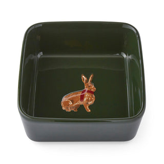 Heritage Hare Square Nibble Bowl Green