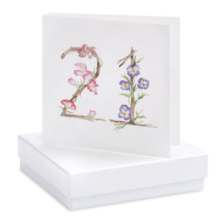 Boxed Floral 21st Earring Card