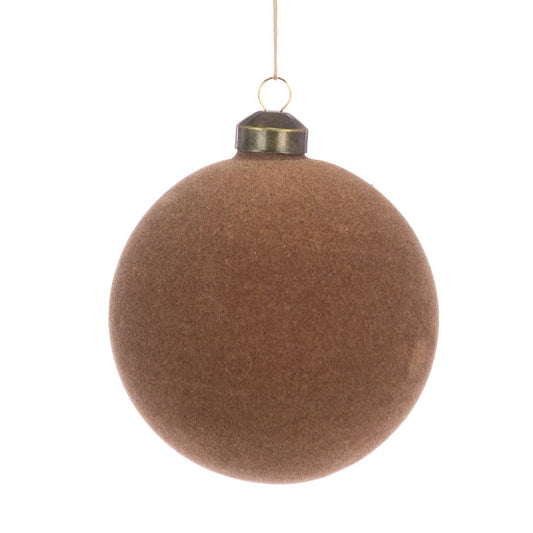 Glass Beige Velvet Bauble 10cm