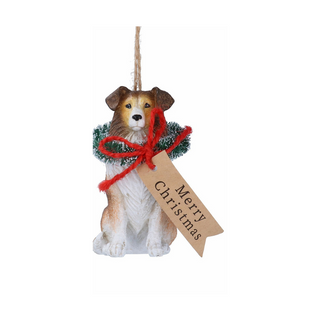 Rough Collie Merry Christmas Tree Decoration