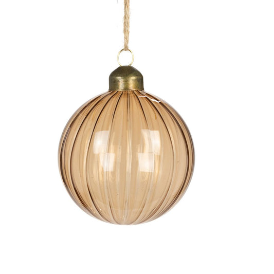 Glass Cora Beige Bauble 8cm