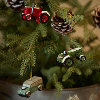 Christmas Green Tractor With Snow