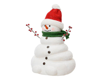 Frosty Snowman with Red Bauble Hat & Green Scarf