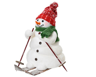 Frosty Snowman on Ski's with Red Hat & Green Scarf