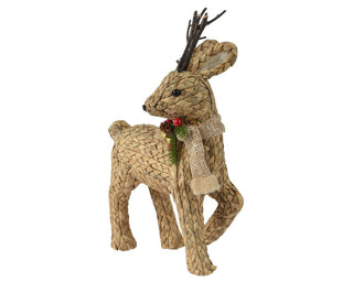 Rattan Prancing Stag Decoration