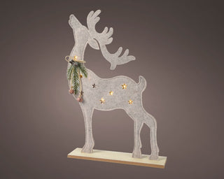 Felt Stag with Foilage Pre-Lit Decoratoin