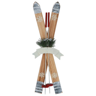 Metal Tip Wood Skis Ornament