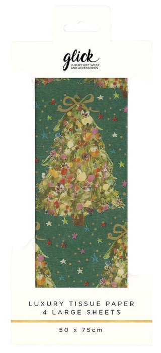 Exquisite Evergreen Green Printed Tissue Paper