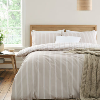 Ashford Stripe Natural Double Duvet Cover Set