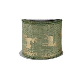 Sage Green with Small Deers & Trees Ribbon