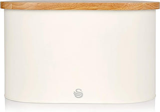 Nordic White Bread Bin with Bamboo Lid