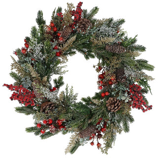 Red Berry, Cone & Foliage Wreath