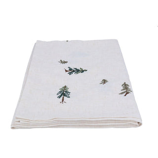 Embroidered Trees Fabric Tablecloth
